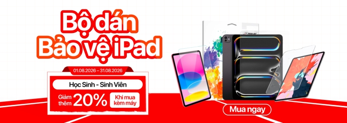 Chương trình dán iPad giảm giá 20% khi mua kèm máy, hoặc là học sinh - sinh viên tại Minh Tuấn Mobile