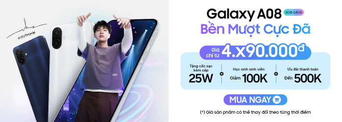 Galaxy A08 tặng cốc sạc 25W, ưu đãi thanh toán đến 500.000 đồng tại Minh Tuấn Mobile