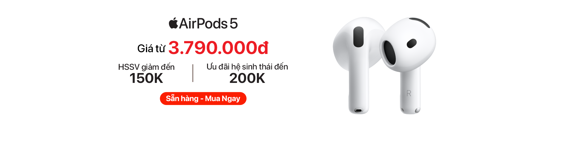 Hàng sẵn, mua ngay AirPods 5 với nhiều ưu đãi hấp dẫn tại Minh Tuấn Mobile