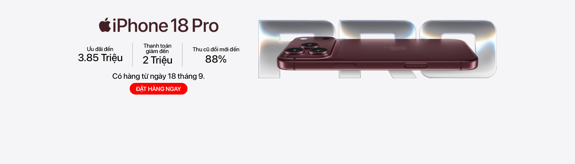 Điện thoại iPhone 18 Pro Chính Hãng, Đặt Hàng Ngay