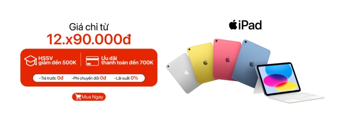 iPad A16 ưu đãi thanh toán đến 700K, HSSV giảm thêm đến 500K tại Minh Tuấn Mobile
