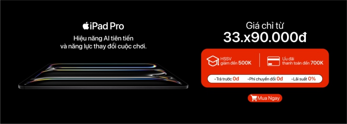 iPad Pro ưu đãi thanh toán đến 700K, HSSV giảm thêm đến 500K tại Minh Tuấn Mobile