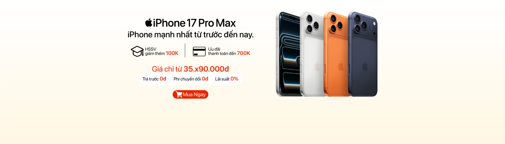 iPhone 17 Pro Max ưu đãi thanh toán lên đến 700.000đ, giá tốt tại Minh Tuấn Mobile
