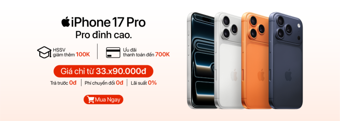 iPhone 17 Pro ưu đãi thanh toán lên đến 700.000đ, giá tốt tại Minh Tuấn Mobile