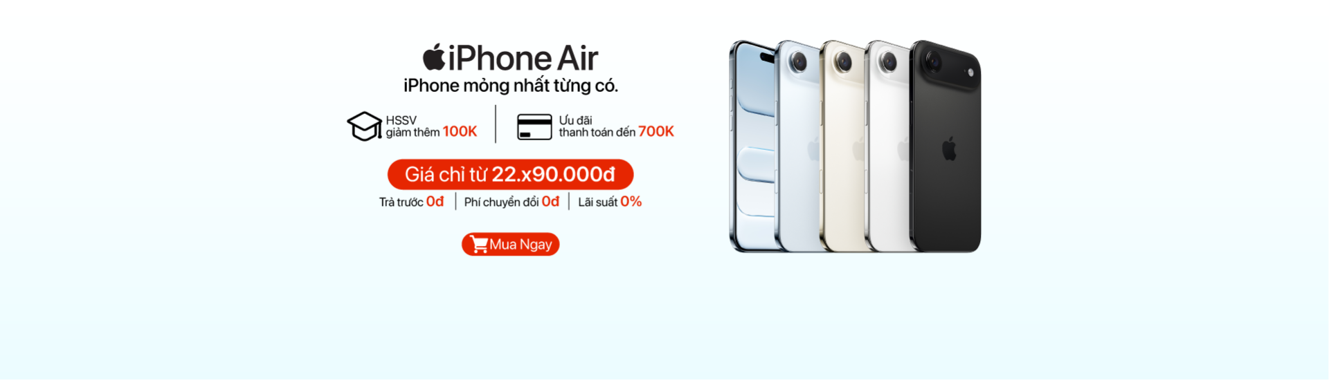 iPhone Air ưu đãi thanh toán lên đến 700.000đ, giá tốt tại Minh Tuấn Mobile