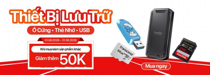 Mua kèm thiết bị lưu trữ tháng 8 giảm thêm 50K tại Minh Tuấn Mobile