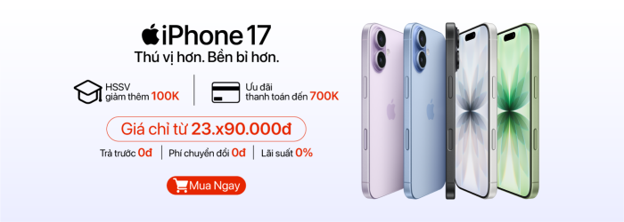 Phone 17 ưu đãi thanh toán lên đến 700.000đ, giá tốt tại Minh Tuấn Mobile