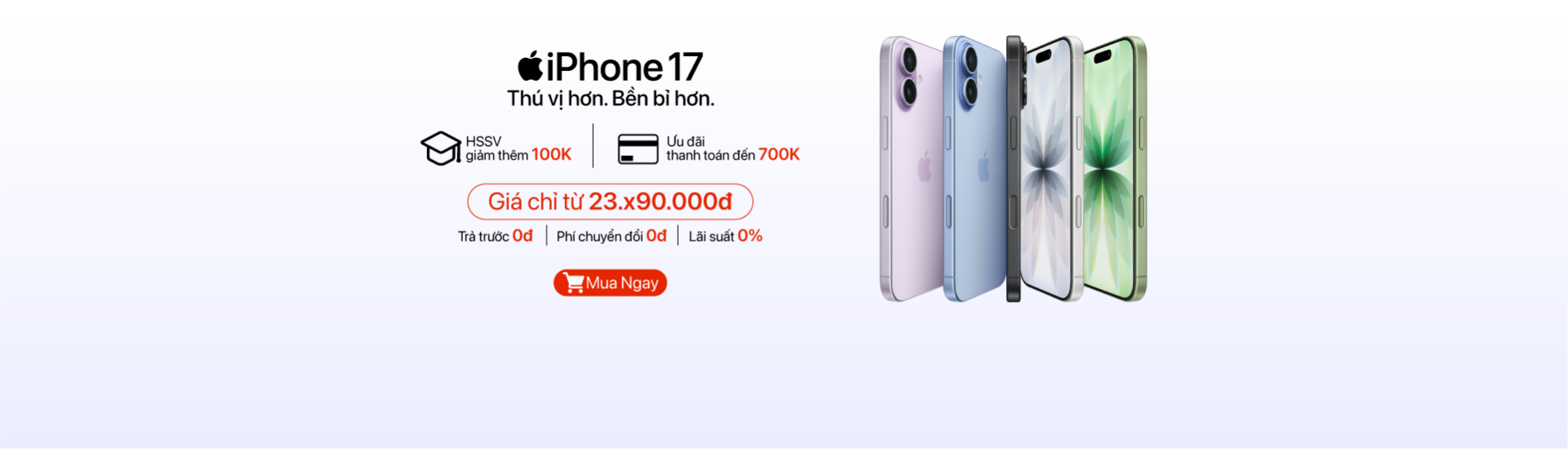 Phone 17 ưu đãi thanh toán lên đến 700.000đ, giá tốt tại Minh Tuấn Mobile