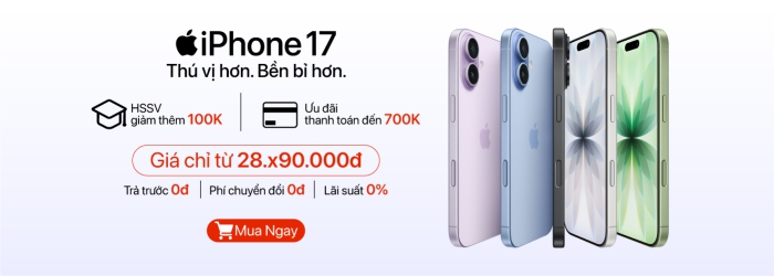Phone 17 ưu đãi thanh toán lên đến 700.000đ, giá tốt tại Minh Tuấn Mobile
