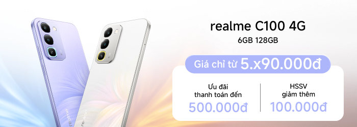 realme C100 4G 6GB 128GB ưu đãi thanh toán đến 500.000 đồng, HSSV giảm thêm 100.000 đồng tại Minh Tuấn Mobile
