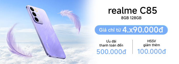  realme C85 8GB 128GB ưu đãi thanh toán đến 500.000 đồng, HSSV giảm thêm 100.000 đồng tại Minh Tuấn Mobile