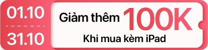 Tháng 10 - Bao da kèm bàn phím giảm thêm 100K khi mua kèm máy