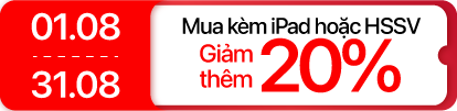 Tháng 8 - Dán iPad giảm thêm 20% khi mua kèm máy