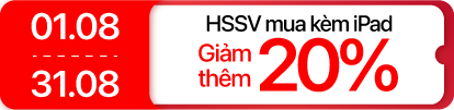 Tháng 8 - Dán iPad giảm thêm 20% khi mua kèm máy