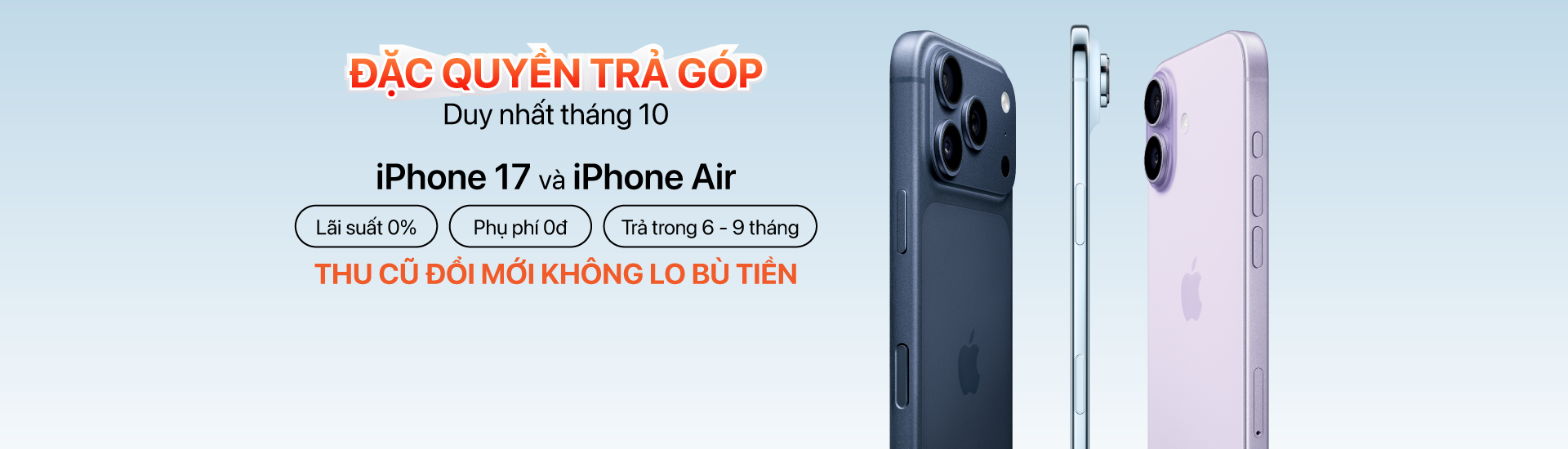 Trả góp iPhone 17 và iPhone Air