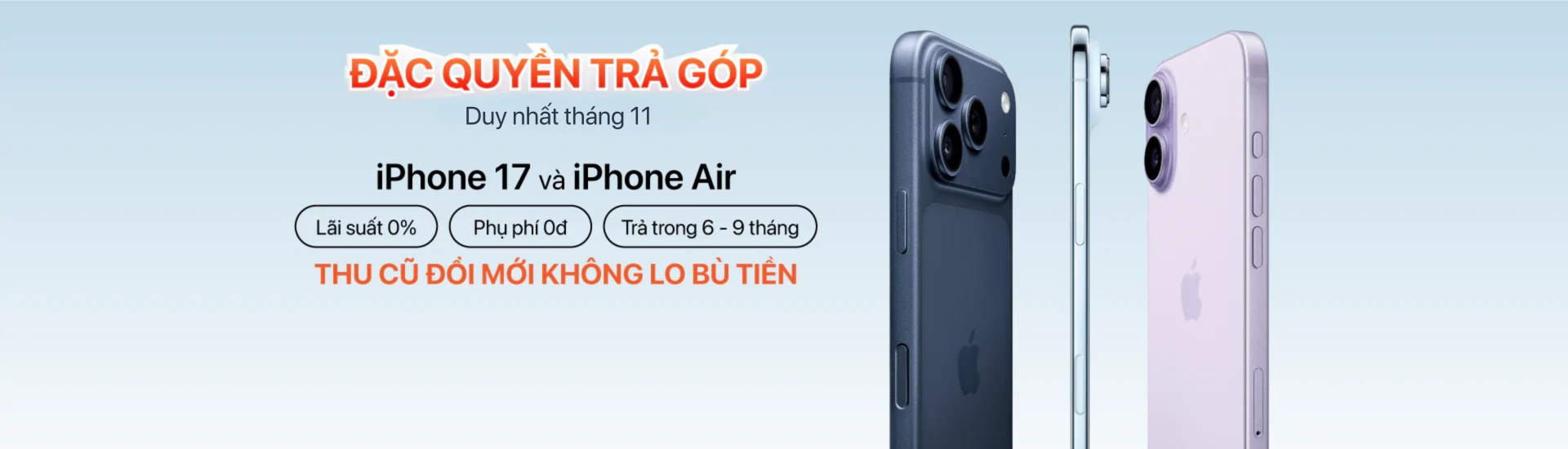 Trả góp iPhone 17 và iPhone Air